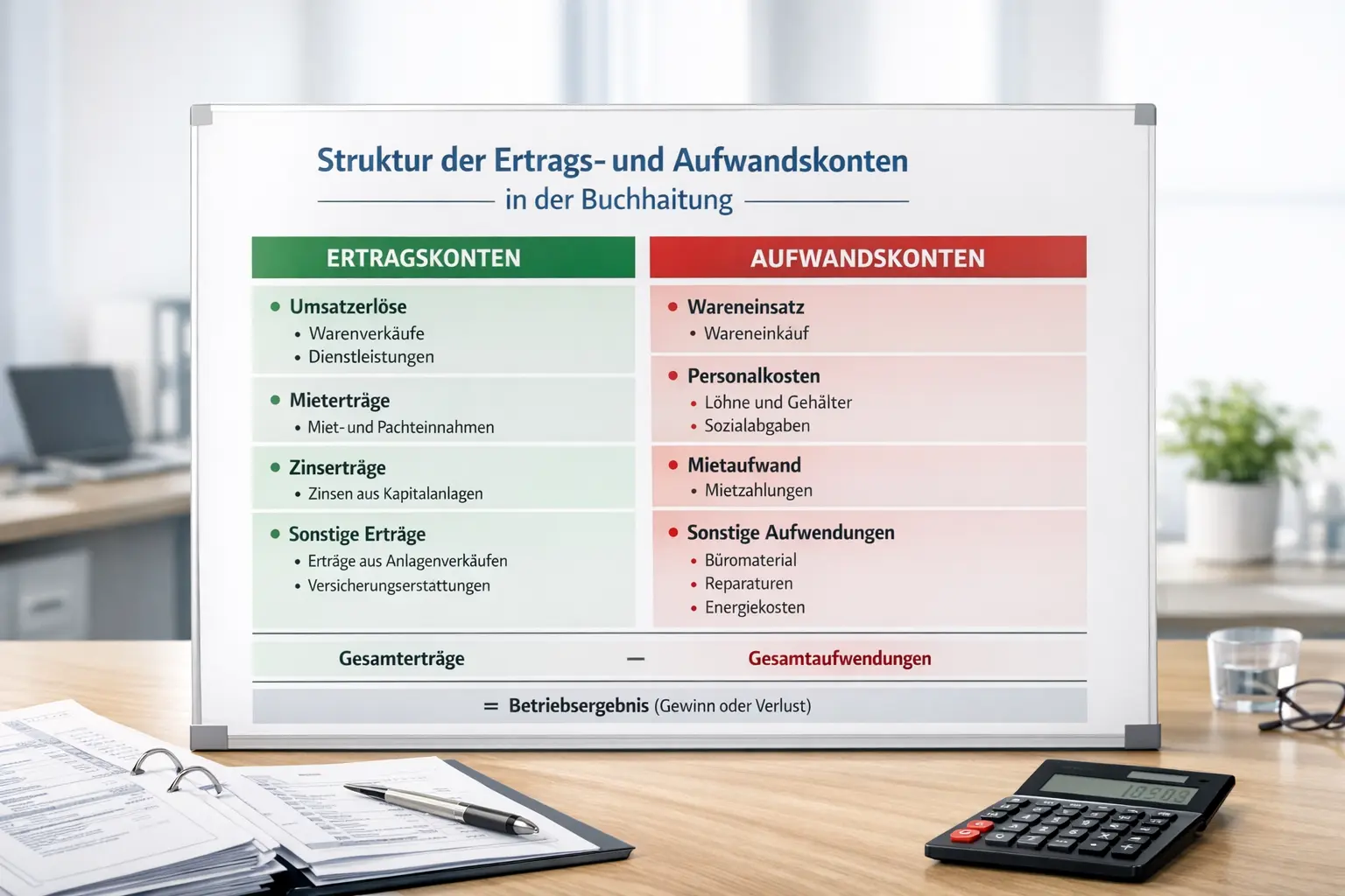 Ertrags- und Aufwandskonten Schema mit GuV-Struktur
