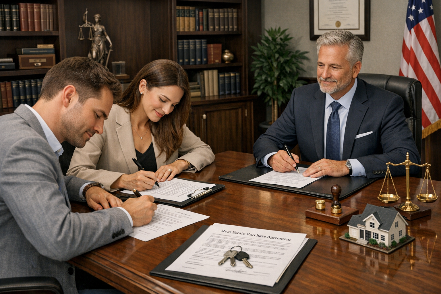Notar beim Erwerb einer Immobilie - Vertragsunterzeichnung im Notarbüro