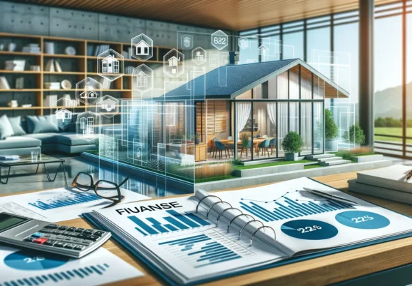 Hausfinanzierung 2025 modernes Eigenheim mit Kreditunterlagen