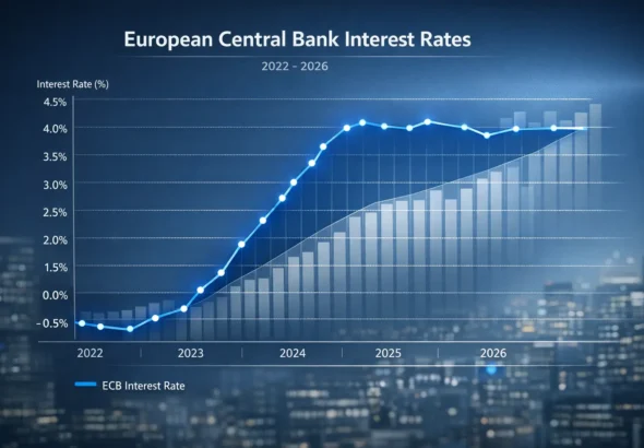 Kredit Leitzins Entwicklung Chart mit steigender Tendenz seit 2022